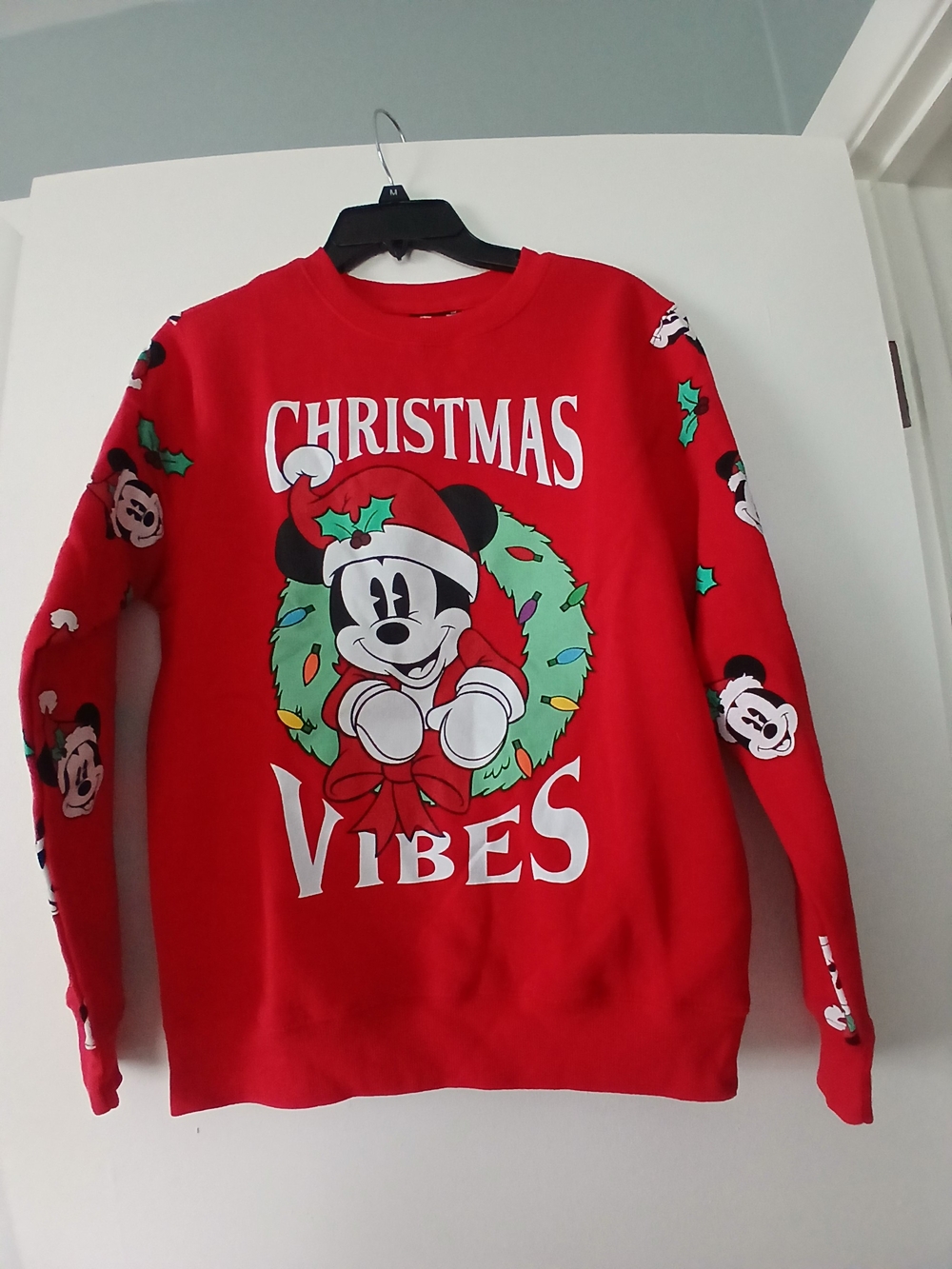Christmas Vibes Red Mickey Mouse Holiday Sweater